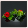 GR125 Róża w pąku - główka z liściem Red